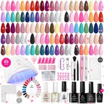 Kit de esmalte de gel para unhas Beetles Gel com luz UV, conjunto de 68 unidades