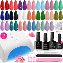 Kit de esmalte de gel para unhas besouros 31 unidades com luz UV para mulheres