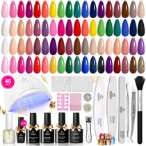 Kit de esmalte de gel para unhas, besouros com luz UV, 25 cores, 46 unidades