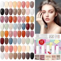 Kit de esmalte de gel para unhas SAVILAND 42 unidades: conjunto de outono de 32 cores e acesso.