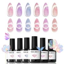 Kit de Esmalte de Unhas Modelones Holográfico Glitter Cat Eye - 6 Cores