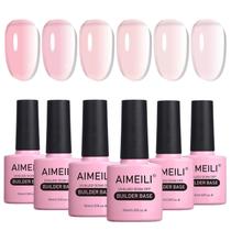 Kit de esmalte em gel AIMEILI Nude Pink Builder Base de 10 mL x 6