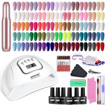 Kit de Esmalte em Gel JODSONE 60 Peças com Lâmpada UV e Broca para Unhas Kit de Esmalte em Gel JODSONE 60 Peças com Lâmpada UV e Broca para Unhas
