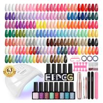 Kit de Esmalte em Gel Phoenixy 63 Peças com Lâmpada UV e Broca Kit de Esmalte em Gel Phoenixy 63 Peças com Lâmpada UV e Broca