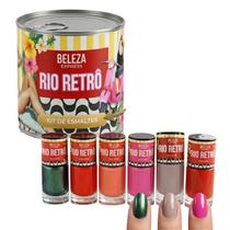 Kit de esmaltes com lata decorada Rio Retrô Beleza Express Kit de esmaltes com lata decorada Rio Retrô Beleza Express