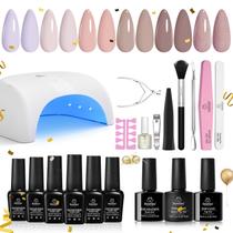 Kit de esmaltes de gel para unhas Beetles Gel Polish com luz UV de 6 cores Kit de esmaltes de gel para unhas Beetles Gel Polish com luz UV de 6 cores