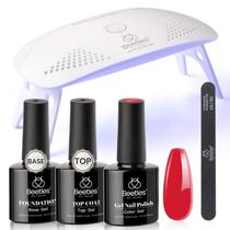 Kit de esmaltes de gel para unhas Beetles Red com luz LED UV para mulheres Kit de esmaltes de gel para unhas Beetles Red com luz LED UV para mulheres