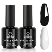 Kit de esmaltes de gel para unhas besouros preto e branco 15mL x2