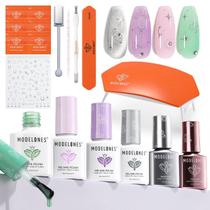 Kit de esmaltes de manicure em gel Modelones Pastel com luz UV