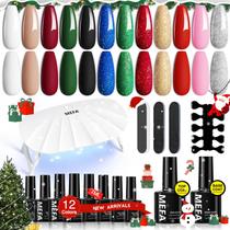 Kit de Esmaltes em Gel MEFA com Luz UV - 12 Cores de Natal