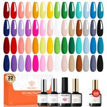 Kit de Esmaltes em Gel Modelones 32 Peças 28 Cores Base e Top Coat Kit de Esmaltes em Gel Modelones 32 Peças 28 Cores Base e Top Coat