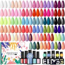 Kit de Esmaltes em Gel Phoenixy 30 Peças 25 Cores Base e Top Coat
