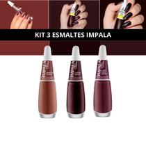 Kit de Esmaltes Impala 6 Cores Tons Escuros Roxo Marrom Rosa Kit de Esmaltes Impala 6 Cores Tons Escuros Roxo Marrom Rosa