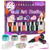 Kit de esmaltes Nail Art Studio Tudaymol para crianças de 6 a 12 anos Kit de esmaltes Nail Art Studio Tudaymol para crianças de 6 a 12 anos