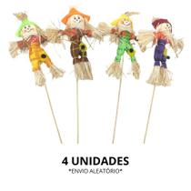 Kit De Espantalhos De Palha C/ Palito Para Festas Junina Pequenos