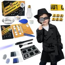 Kit de espionagem para crianças, roupa de detetive, brinquedos com impressão digital, presentes para 5, 6, 7, 8, 9, 10, 11 anos, investigação, dramatização, fantasia, ciência educacional, agente secreto, identificação por impressão digital