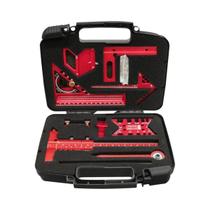 Kit De Esquadro Para Marcenaria 9 Peças: Régua De Alumínio, Localizador De Centro, Compasso E