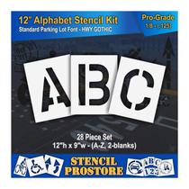 Kit de Estênceis para Pavimento Stencil ProStore Alfabeto 12" com 28 Peças