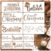 Kit de estêncil de Natal Huahui 12 peças de artesanato DIY reutilizável
