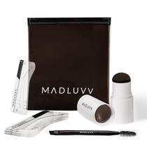 Kit de estêncil de sobrancelha MADLUVV, fácil de usar, 9 formas, marrom escuro