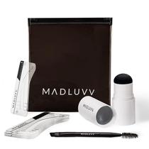Kit de estêncil de sobrancelha MADLUVV, fácil de usar, com 9 formas, cinza escuro Kit de estêncil de sobrancelha MADLUVV, fácil de usar, com 9 formas, cinza escuro