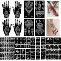 Kit de estêncil de tatuagem temporário QSTOHENA Henna 145 unidades de glitter