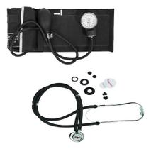 Kit De Estetoscópio Duplo Esfigmomanômetro De Braço Premium Cor Preto