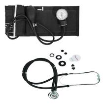 Kit De Estetoscópio Duplo Esfigmomanômetro De Braço Premium Cor Preto