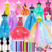 Kit de Estilista de Moda MINIFUN - Mais de 800 Peças com 4 Manequins para Menina