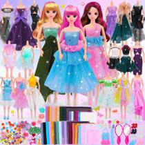 Kit de estilista MINIFUN com 3 bonecas e 3 manequins para meninas