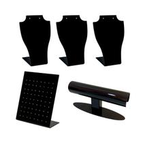 Kit de expositores Bracelete 72 furos Colar Brinco - preto Kit de expositores Bracelete 72 furos Colar Brinco - preto