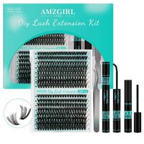 Kit de extensão de cílios AMZGIRL LASH 320 unidades com adesivo, removedor e ferramenta