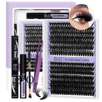 Kit de extensão de cílios B&Qaugen 3D Thick Lash Clusters 280 unidades Kit de extensão de cílios B&Qaugen 3D Thick Lash Clusters 280 unidades