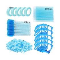 Kit de Extensão de Cílios com 305 Peças - Micro Escova, Fita, Suporte de Cola, Anel e Patches