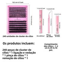 Kit De Extensão De Cílios DIY Grosso E Fofo 240pcs Com Removedor De Cola E Aplicador De Cola Para