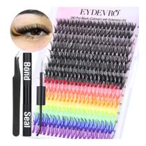 Kit de extensão de cílios EYDEVRO Colored Lash Clusters de 6 cores