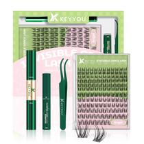 Kit de extensão de cílios KEYYOU Angel D Curl 144 unidades com cola Kit de extensão de cílios KEYYOU Angel D Curl 144 unidades com cola