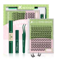 Kit de extensão de cílios KEYYOU Fairy Ruby Lash Clusters D Curl