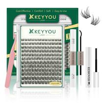 Kit de extensão de cílios KEYYOULASH DIY 144 unidades de 8 a 18 mm com Bond & Seal Kit de extensão de cílios KEYYOULASH DIY 144 unidades de 8 a 18 mm com Bond & Seal