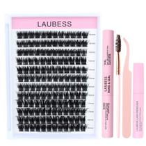 Kit de extensão de cílios LAUBESS Lash Clusters com adesivo e removedor