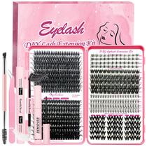 Kit de extensão de cílios Qiveaory DIY com 584 cílios individuais Kit de extensão de cílios Qiveaory DIY com 584 cílios individuais