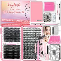 Kit de extensão de cílios Qiveaory DIY Lash 567 Clusters com ferramentas