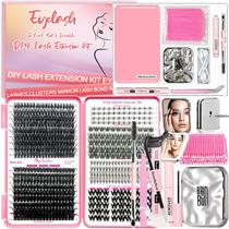 Kit de extensão de cílios Qiveaory DIY Lash 584 unidades com espelho Kit de extensão de cílios Qiveaory DIY Lash 584 unidades com espelho
