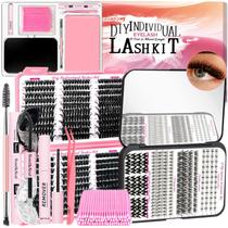Kit de extensão de cílios QUKLOGEN DIY Fluffy Lash 72 unidades D Curl