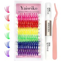 Kit de extensão de cílios Yaiseiko Colored Lash Clusters de 14 mm e 16 mm