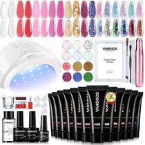 Kit de extensão de unhas em gel de poliéster VANSISOS com luz UV para unhas e broca