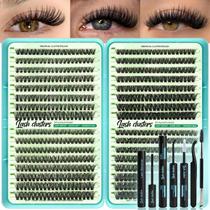 Kit de extensões de cílios Aisniec Wispy Lash Clusters D Curl