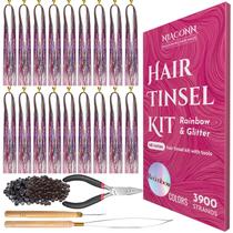 Kit de extensões de enfeites de cabelo NIACONN Glitter Rainbow Color Kit de extensões de enfeites de cabelo NIACONN Glitter Rainbow Color