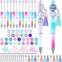 Kit de fabricação de canetas frisáveis Jutom Mermaid com miçangas focais, 12 unidades