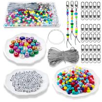 Kit de fabricação de chaveiros AOUXSEEM DIY, crachá com miçangas e gancho giratório